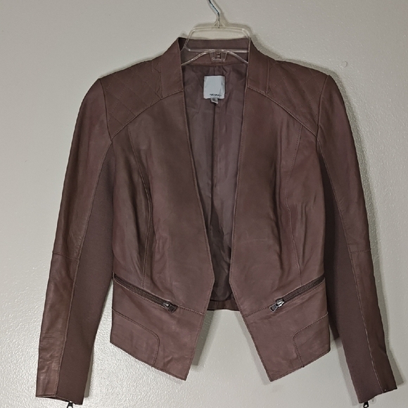 Halogen Leather Jacket Quilted shoulders Size XS - Picture 1 of 9